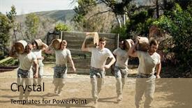  Presentation with boot camp - Slide deck having well logging - soldiers carrying a tree log background and a  colored foreground