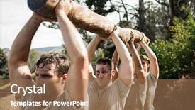  Presentation with boot camp - Cool new presentation design with well logging - soldiers carrying a tree log backdrop and a coral colored foreground