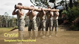  Presentation with boot camp - Presentation with well logging - soldiers carrying a tree log background and a coral colored foreground
