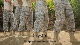  Presentation with soldiers - Presentation design featuring well logging - soldiers of fit people carrying background and a  colored foreground