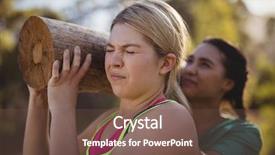  Presentation with obstacle course - PPT theme enhanced with well logging - trainer and woman carrying heavy background and a  colored foreground