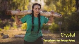  Presentation with obstacle course - Presentation design enhanced with well logging - woman carrying heavy wooden log background and a  colored foreground