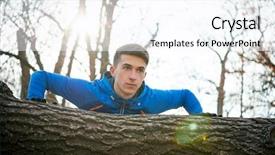  Presentation with runner - Presentation theme with well logging - young male runner doing push background and a  colored foreground