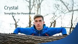  Presentation with runner - Colorful PPT theme enhanced with well logging - young male runner doing push backdrop and a  colored foreground