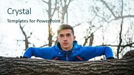  Presentation with autumn morning - Audience pleasing presentation theme consisting of well logging - young male runner doing push backdrop and a  colored foreground