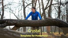  Presentation with runner - Cool new presentation theme with well logging - young male runner doing push backdrop and a tawny brown colored foreground