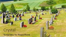  Presentation with cemetery - PPT theme consisting of well-maintained-beautiful-ancient-cemetery background and a yellow colored foreground
