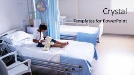  Presentation with teddy bear - Audience pleasing theme consisting of well soon - patient sitting on bed backdrop and a  colored foreground