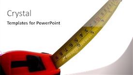  Presentation with tape measure - PPT theme enhanced with well used tape measure isolated on white background background and a white colored foreground