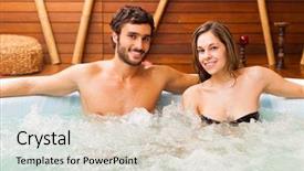  Presentation with relaxing - Colorful slide set enhanced with well water - smiling couple relaxing backdrop and a lemonade colored foreground