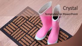  Presentation with pink - Cool new presentation theme with wellington boots on door mat backdrop and a coral colored foreground