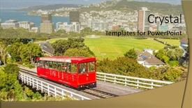  Presentation with new zealand - Amazing PPT theme having wellington cable car new zealand backdrop and a mint green colored foreground