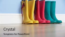  Presentation with lines - Amazing PPT layouts having wellingtons lines up against wall backdrop and a coral colored foreground