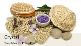  Presentation with medical spa massage outdoor balinese - PPT theme featuring wellnes - spa massage set isolated background and a  colored foreground