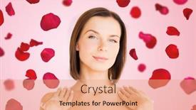  Presentation with pink rose petals - PPT layouts enhanced with wellness and beauty concept - portrait of beautiful bare woman over red rose petals on pink background background and a coral colored foreground