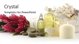 Presentation with wellness - Theme having ginger oil - wellness and spa still life background and a white colored foreground