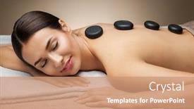  Presentation with spa concept stone - Beautiful slide set featuring wellness beauty and relaxation concept - beautiful young woman having hot stone massage at spa backdrop and a coral colored foreground