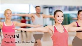  Presentation with crossfit fitness trx training exercises - Slide set having wellness coaching - fitness sport training gym background and a  colored foreground