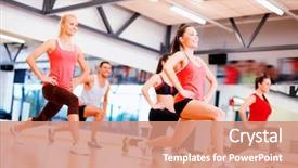  Presentation with group training - Presentation having wellness coaching - fitness sport training gym background and a coral colored foreground