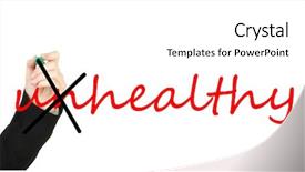  Presentation with pollution and human health - Cool new PPT theme with wellness coaching - human hand turning word unhealthy backdrop and a  colored foreground