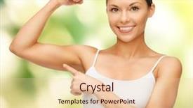  Presentation with flexing - Beautiful slide deck featuring female hand and bowl of vegetable salad on wooden table closeup backdrop and a lemonade colored foreground