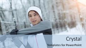  Presentation with gymnastics - Audience pleasing slide deck consisting of wellness fitness - morning gymnastics of sports girl backdrop and a  colored foreground