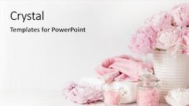  Presentation with peony - Cool new PPT layouts with wellness pink - bath and spa with peony backdrop and a white colored foreground