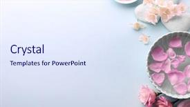  Presentation with light pink - Audience pleasing theme consisting of wellness pink - composition of spa treatment backdrop and a sky blue colored foreground