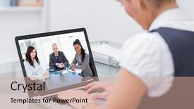  Presentation with front desk - Slides enhanced with wellness screening - smiling director sitting background and a coral colored foreground
