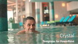  Presentation with older adult - PPT theme featuring wellness-spa-older-white-man background and a gray colored foreground