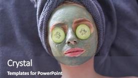  Presentation with hero mask woman - PPT theme featuring wellness therapy - beautiful woman having mask lying background and a dark gray colored foreground