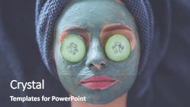  Presentation with hero mask woman - Slide deck with wellness therapy - beautiful woman having mask lying background and a dark gray colored foreground