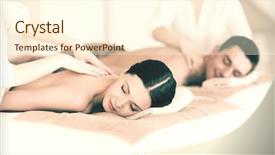  Presentation with salon and spa - Theme with wellness therapy - picture of couple in spa background and a cream colored foreground