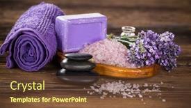  Presentation with lavender flowers - Audience pleasing PPT theme consisting of wellness treatments with lavender flowers on wooden table spa still-life backdrop and a tawny brown colored foreground