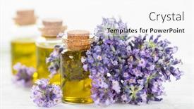  Presentation with lavender flowers - PPT theme enhanced with wellness treatments with lavender flowers on wooden table spa still-life background and a white colored foreground