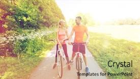  Presentation with mental wellbeing healthy lifestyle balance - Presentation featuring wellness wheel - fitness sport people and healthy background and a yellow colored foreground