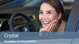  Presentation with car - Theme enhanced with wellness wheel - happy young woman with her background and a ocean colored foreground