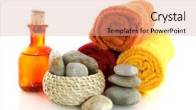  Presentation with wellness - Beautiful slides featuring wellness with orange and yellow towels and hot stones backdrop and a coral colored foreground