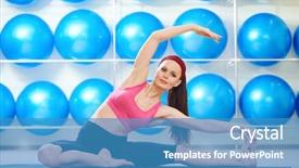  Presentation with club training - Amazing slides having wellness woman doing stretching excercise backdrop and a  colored foreground