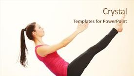  Presentation with crossfit fitness trx training exercises - Slide deck with wellness woman doing stretching excercise background and a cream colored foreground