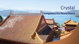  Presentation with worship - Cool new PPT theme with wenwu temple in sun backdrop and a sky blue colored foreground