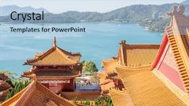  Presentation with worship - Amazing theme having wenwu temple in sun backdrop and a light blue colored foreground