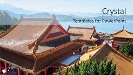  Presentation with worship - PPT layouts consisting of wenwu temple in sun background and a sky blue colored foreground