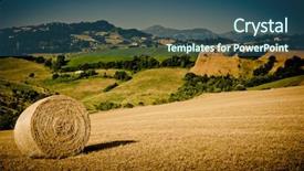  Presentation with green morning - Beautiful presentation design featuring wermi - lovely green lush countryside backdrop and a ocean colored foreground