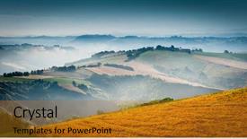  Presentation with green morning - Presentation design having wermi - lovely green lush countryside background and a gold colored foreground