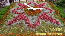 Presentation with clock - PPT theme having wernigerode-flower-clock-garden background and a tawny brown colored foreground
