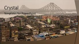  Presentation with city - Cool new PPT theme with west bengal - beautiful view of kolkata city backdrop and a mint green colored foreground