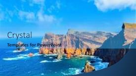  Presentation with west - Slide set consisting of west-coast-of-the-island background and a light blue colored foreground