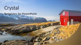  Presentation with fiord - Beautiful PPT layouts featuring west coastline with fiord backdrop and a light blue colored foreground