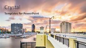  Presentation with florida beach - Slide deck with west palm beach florida usa skyline on the intracoastal waterway at twilight background and a lemonade colored foreground